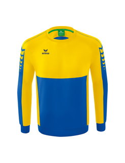 Erima Sport-Langarmshirt Six Wings Sweatshirt (Baumwollmix, funktionell) navyblau/gelb Herren