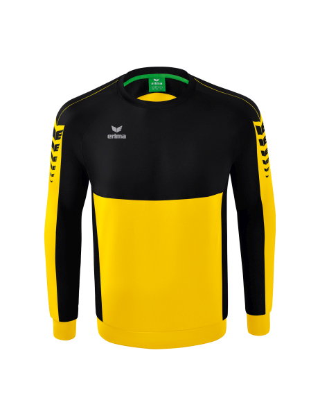 Erima Sport-Langarmshirt Six Wings Sweatshirt (Baumwollmix, funktionell) gelb/schwarz Jungen