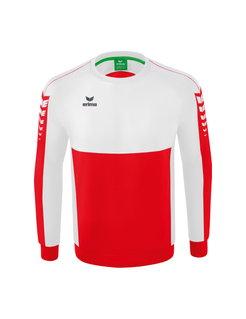 Erima Sport-Langarmshirt Six Wings Sweatshirt (Baumwollmix, funktionell) rot/weiss Herren