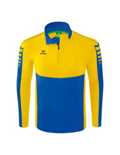 Erima Sport-Langarmshirt Six Wings Trainingstop (100% Polyester, Stehkragen, 1/2 Zip) navyblau/gelb Herren