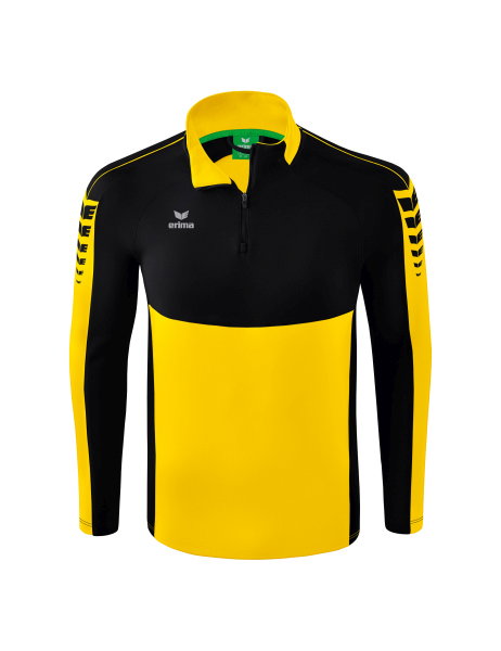 Erima Sport-Langarmshirt Six Wings Trainingstop (100% Polyester, Stehkragen, 1/2 Zip) gelb/schwarz Herren