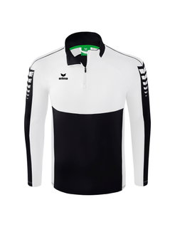 Erima Sport-Langarmshirt Six Wings Trainingstop (100% Polyester, Stehkragen, 1/2 Zip) schwarz/weiss Herren