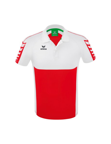 Erima Sport-Polo Six Wings (100% Polyester, schnelltrocknend, angenehmes Tragegefühl) rot/weiss Herren