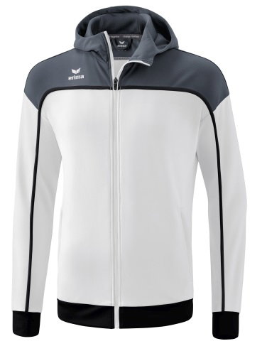 Erima Trainingsjacke Change mit Kapuze (rec. Polyester, strapazierfähig, mit Reißverschlusstaschen) weiss/grau Jungen