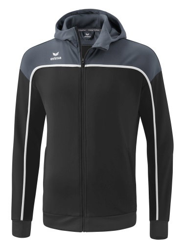 Erima Trainingsjacke Change mit Kapuze (rec. Polyester, strapazierfähig, mit Reißverschlusstaschen) schwarz/grau Herren