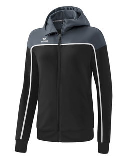Erima Trainingsjacke Change mit Kapuze (strapazierfähig, mit Reißverschlusstaschen) schwarz/grau Damen