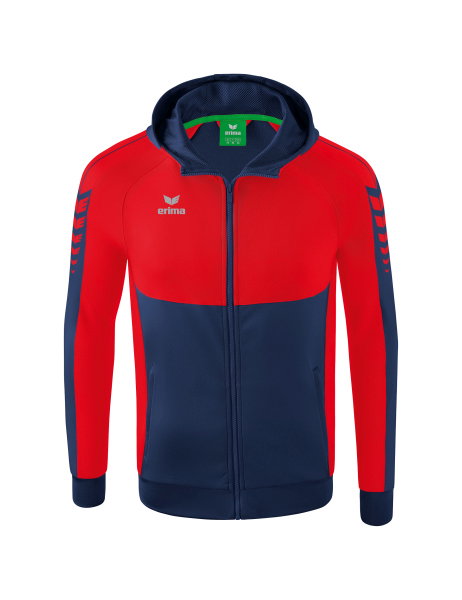 Erima Trainingsjacke Six Wings mit Kapuze (Baumwollmix, weich und bequem) navyblau/rot Herren