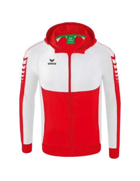 Erima Trainingsjacke Six Wings mit Kapuze (Baumwollmix, weich und bequem) rot/weiss Jungen