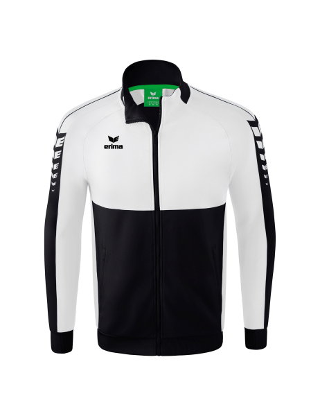 Erima Trainingsjacke Six Wings Worker (100% Polyester, Stehkragen, strapazierfähig) schwarz/weiss Jungen