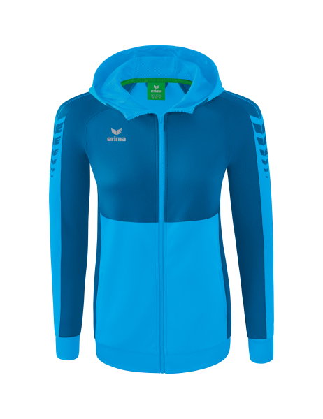 Erima Trainingsjacke Six Wings mit Kapuze (Baumwollmix, weich, bequem, taillierter Schnitt) curacaoblau Damen