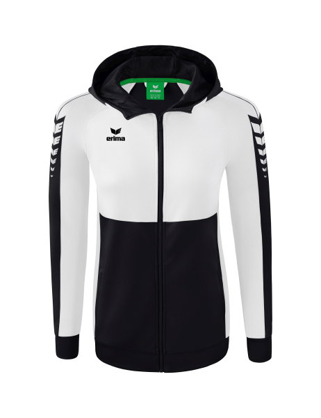 Erima Trainingsjacke Six Wings mit Kapuze (Baumwollmix, weich, bequem, taillierter Schnitt) schwarz/weiss Damen