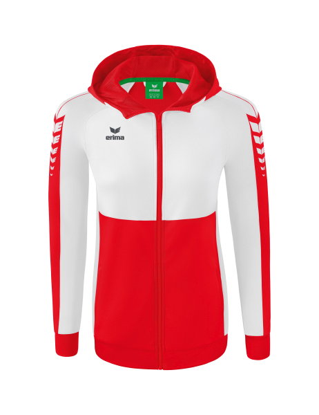 Erima Trainingsjacke Six Wings mit Kapuze (Baumwollmix, weich, bequem, taillierter Schnitt) rot/weiss Damen