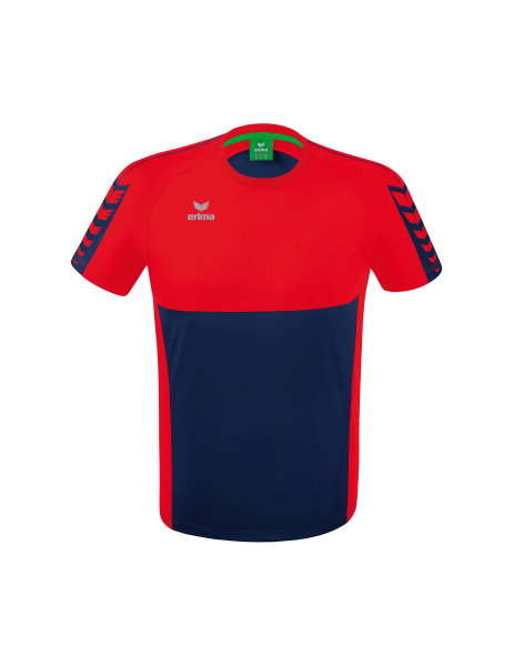 Erima Sport-Tshirt Six Wings (100% Polyester, schnelltrocknend, angenehmes Tragegefühl) navyblau/rot Herren
