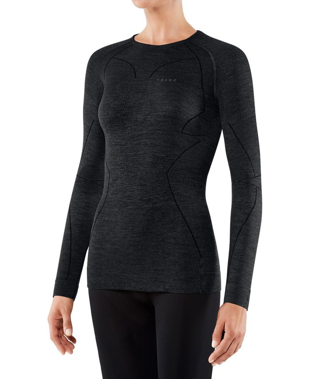 Falke Langarmshirt Wool Tech (Merinowolle) Unterwäsche schwarz Damen