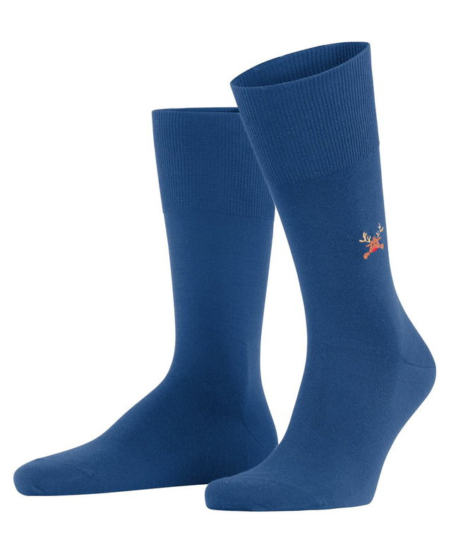 Falke Tagessocke Airport Rudolph (klimaregulierend merinowolle, Strick-Design) saphirblau Herren - 1 Paar