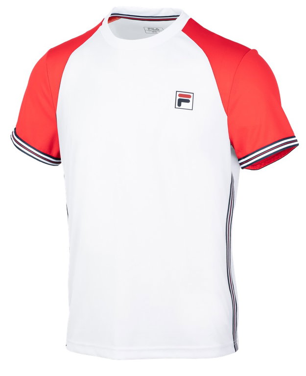 Fila Tennis T-shirt Alfie (100% Polyester, 3 stripes) white/red Men