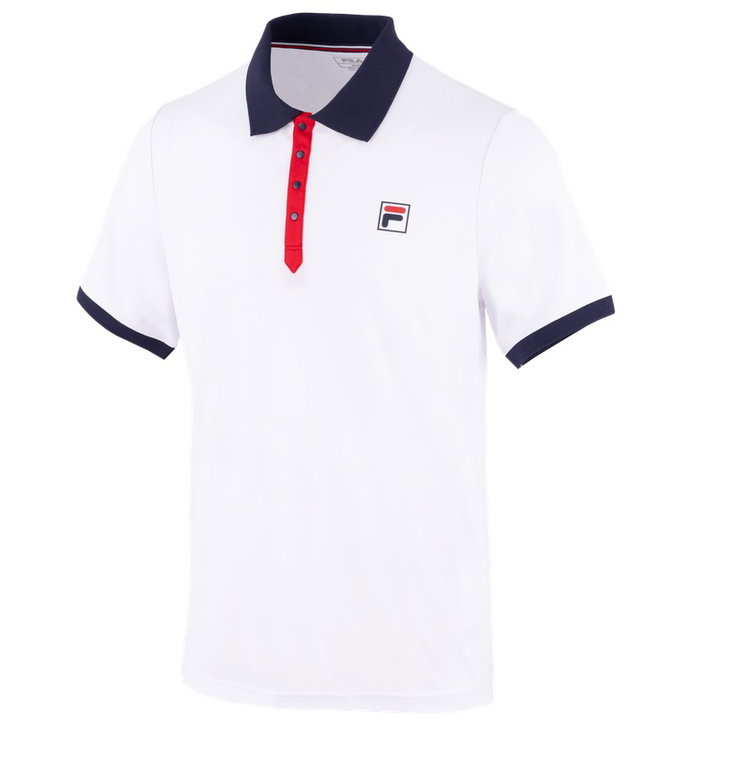 Fila Tennis-Polo Dominic (100% rec. Polyester, klassisch Look) weiss/navy Herren