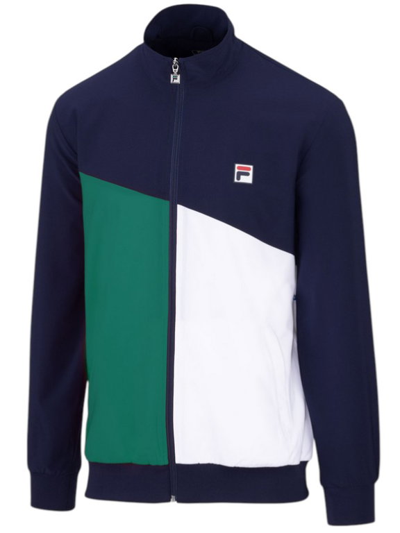 Fila Tennis Jacket Marcus (Full Zip, Stand-up Collar, 100% Polyester) navy blue/green/white Men's