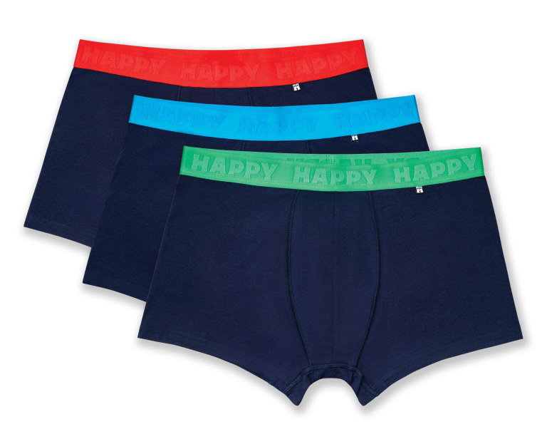 Happy Socks Unterwäsche Boxershorts Solid (Baumwolle) navyblau Herren - 3 Stück