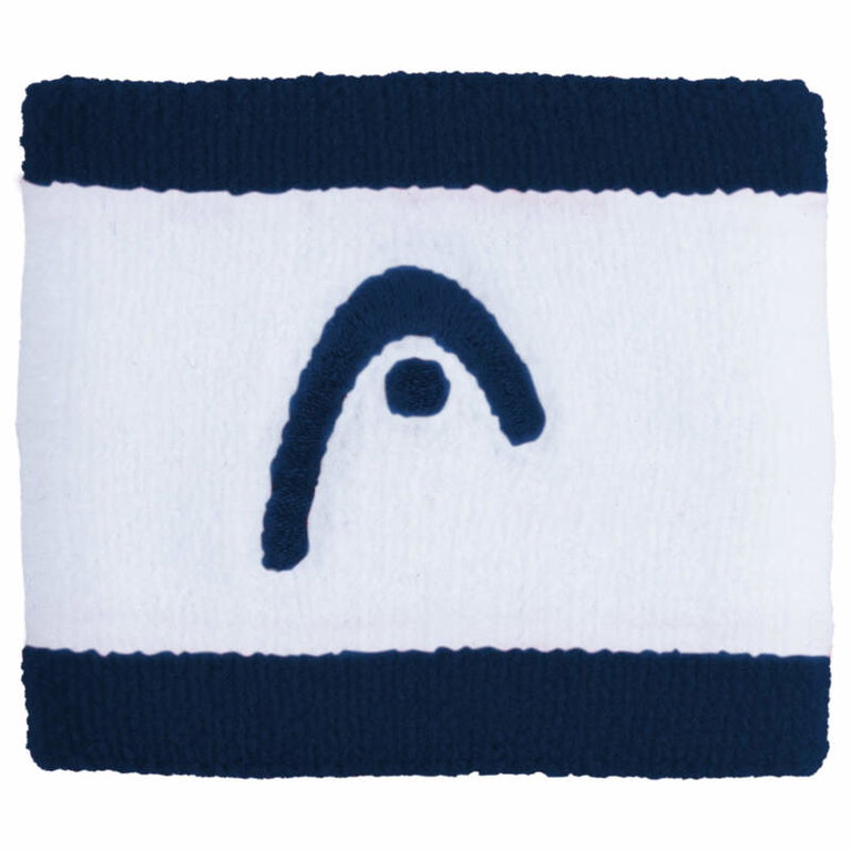 Head Sweatband Wrist Logo Striped Navy Blue/White - 2 Pieces