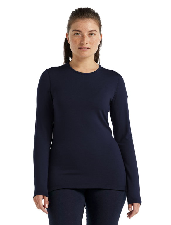Icebreaker Unterwäsche Thermo-Langarmshirt 260 Tech Crewe - Merinowolle, enganliegend - dunkelblau Damen