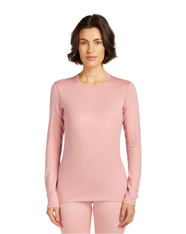 Icebreaker Unterwäsche Thermo-Langarmshirt 260 Tech Crewe - Merinowolle, enganliegend - blushrosa Damen