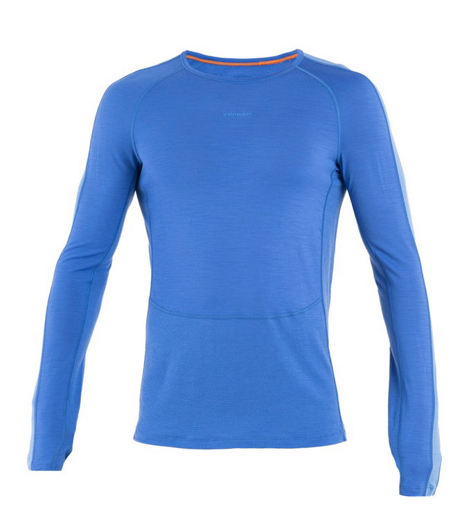 Icebreaker Underwear Long Sleeve Shirt 200 ZoneKnit Crewe (Merino Wool, fitted) blue Men's