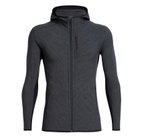 Icebreaker Wander-/Freizeitjacke Descender Zip Hood Jet (Merinowolle, atmungsaktiv) grau/schwarz Herren