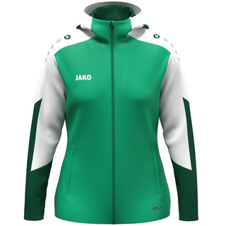 JAKO Kapuzenjacke Dynamic (Polyester-Fleece, Seitentaschen mit Reißverschluss) grün/weiss/dunkelgrün Damen