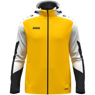 JAKO Hooded Jacket Dynamic (Polyester Interlock Fleece, Side Pockets with Zipper) yellow/white/black Children