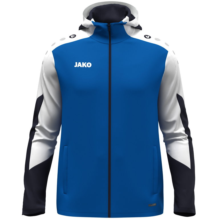 JAKO Kapuzenjacke Dynamic (Polyester-Interlock-Fleece, Seitentaschen mit Reißverschluss) royalblau/weiss/marineblau Kinder