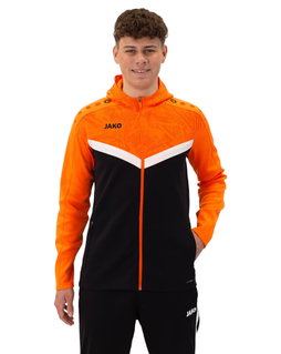 JAKO Hooded Jacket Iconic (Polyester Fleece, Side Pockets with Zip) Black/Neon Green Men's