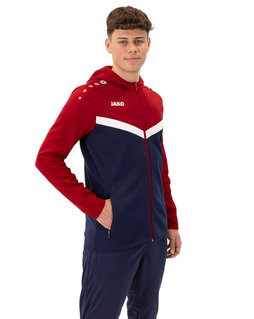 JAKO Hooded Jacket Iconic (Polyester Fleece, Side Pockets with Zip) navy/red Men's