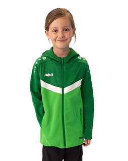 JAKO Hooded Jacket Iconic (Polyester Fleece, Side Pockets with Zip) Green/Dark Green Kids