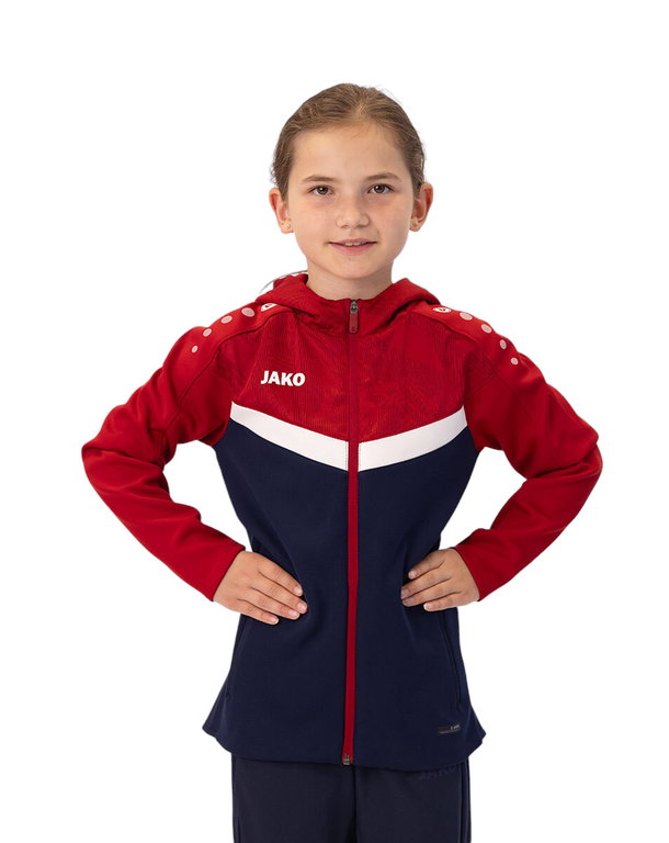 JAKO Hooded Jacket Iconic (Polyester Fleece, Side Pockets with Zip) navy/red Children