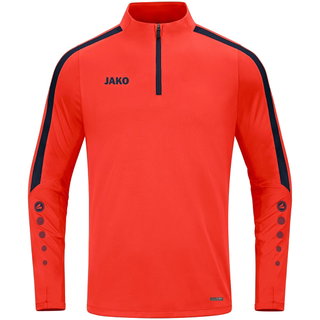 JAKO Langarmshirt Ziptop Power (rec. Polyester, hochelastisch) orange/marineblau Herren