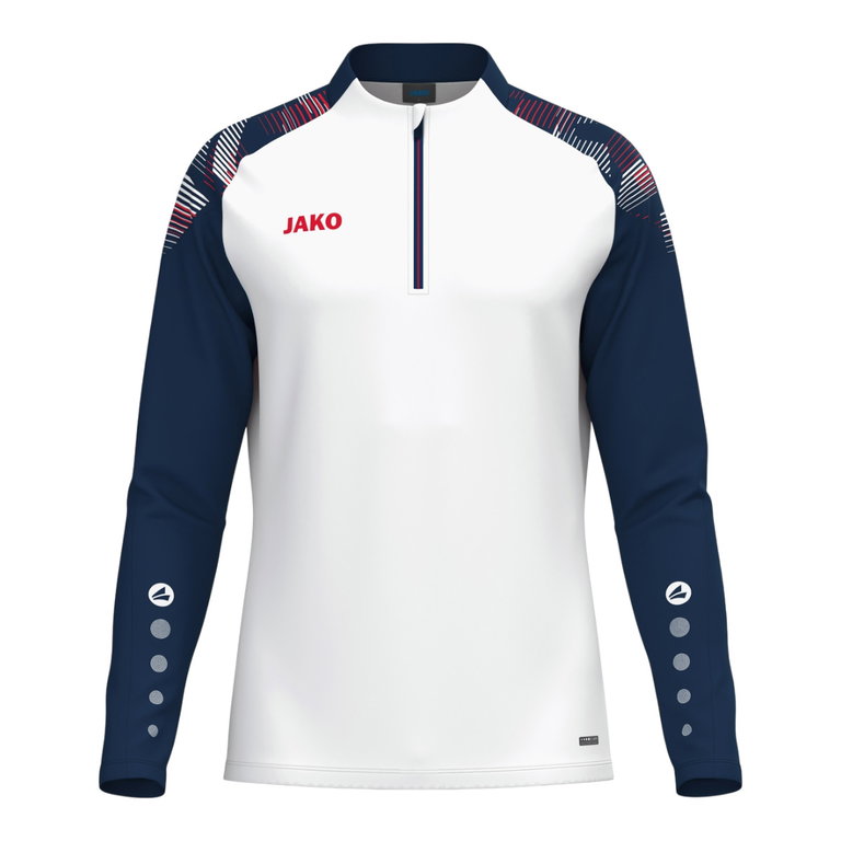 JAKO Langarmshirt Ziptop Sonic (rec. Polyester, weiches Tragegefühl) weiss/marineblau/rot Herren