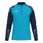 JAKO Long Sleeve Shirt Ziptop Sonic (recycled Polyester, soft feel) aqua blue/navy blue boys