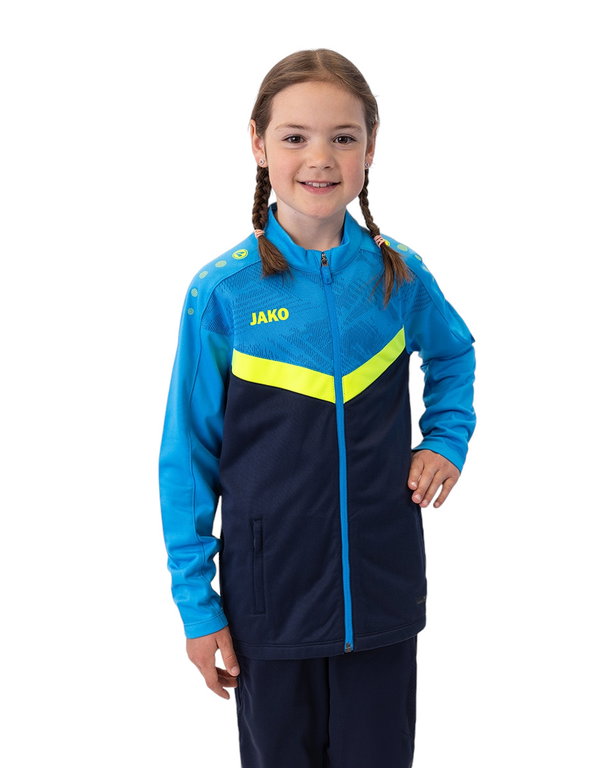 JAKO Trainingsjacke (Polyester) Iconic (100% rec. Polyester) marineblau/hellblau/gelb Kinder