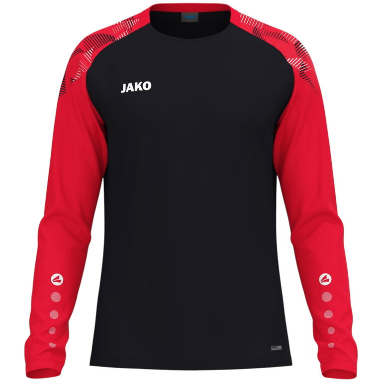 JAKO Sport-Langarmshirt Sonic Sweat (schnelltrocknend, strapazierfähig) schwarz/rot Herren
