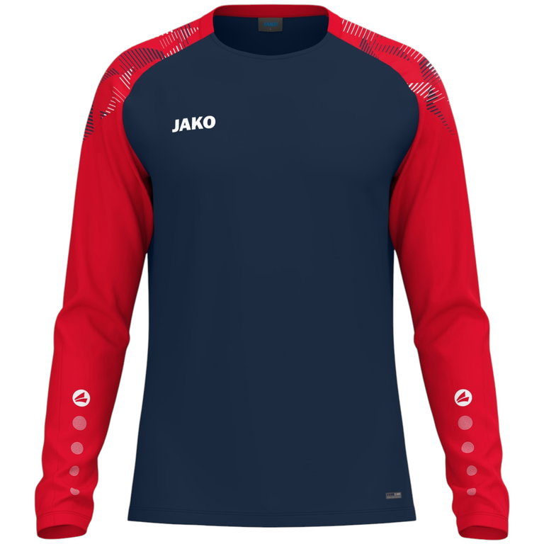 JAKO Sport-Langarmshirt Sonic Sweat (schnelltrocknend, strapazierfähig) marineblau/rot Herren
