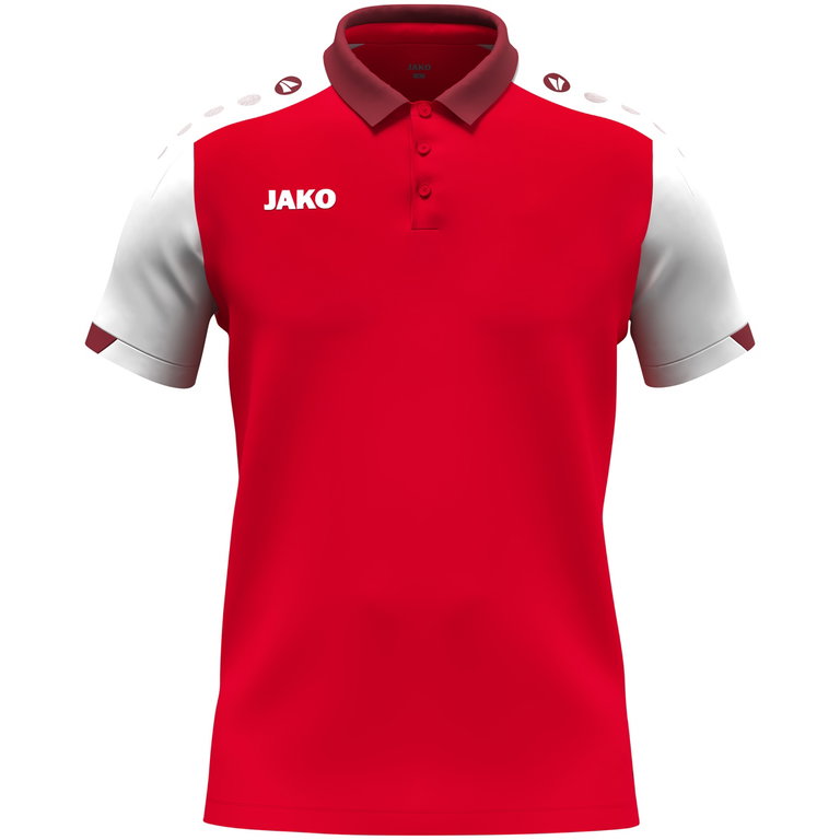 JAKO Sport-Polo Dynamic (Polyester-Mini-Piquet) rot/weiss/dunkelrot Kinder