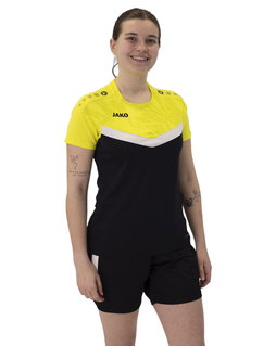 JAKO Sport-Shirt Iconic (Polyester-Micro-Mesh) schwarz/gelb Damen