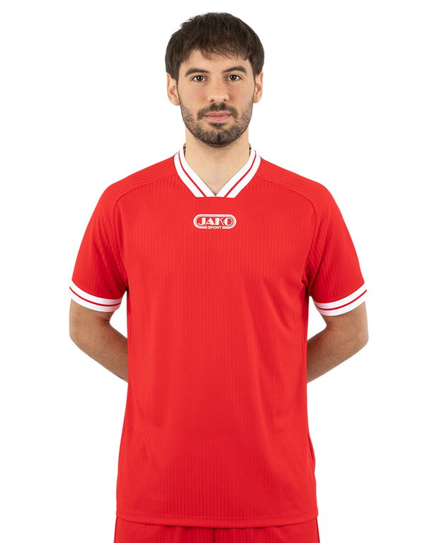 JAKO Sport-Tshirt Retro Trikot (V-Ausschnitt, atmungsaktiv) kurzarm rot/weiss Herren