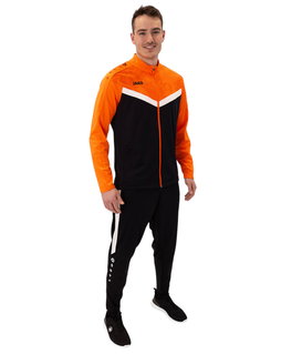 JAKO Trainingsanzug Polyester Iconic (Jacke und Hose, sportiver Schnitt) schwarz/orange Herren
