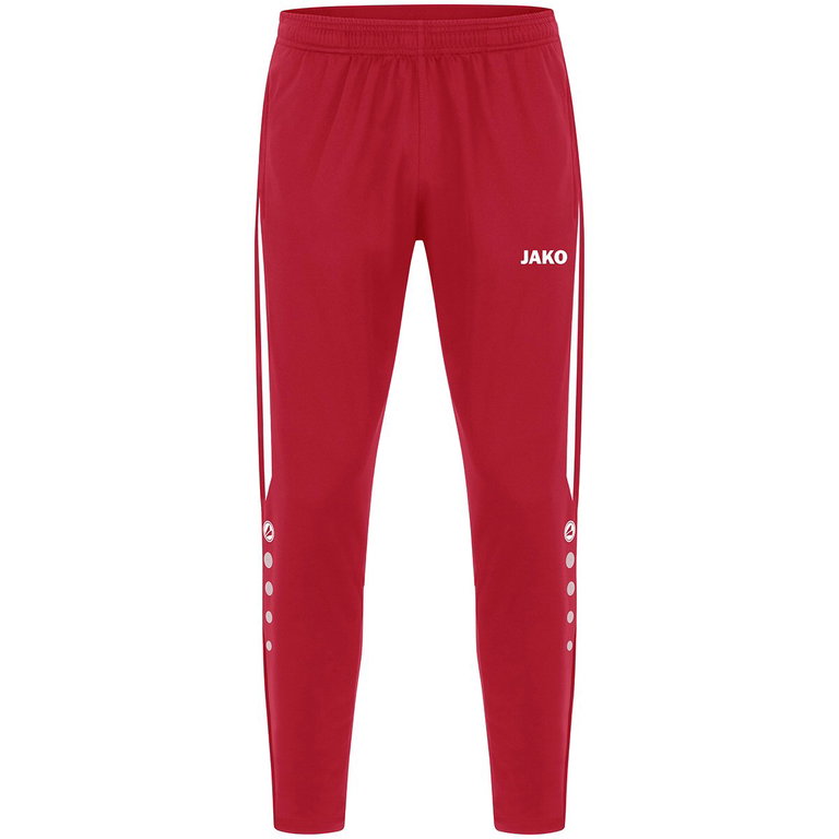 JAKO Training Pants (Polyester Pants) Power (elastic, side pockets with zipper) long red/white Men