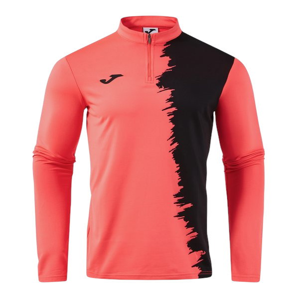 Joma Long Sleeve Shirt Picacho City Sweatshirt (1/4 Zip, durable, comfortable fit) coral red/black men's