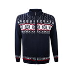 Kama Sweater Pullover 3054 Full Zip aus Merinowolle (Strickmaterial, winddicht) dunkelblau Herren