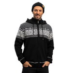 Kama Sweater Pullover 3064 Full Zip made from merino wool (with hood, windproof) black men's