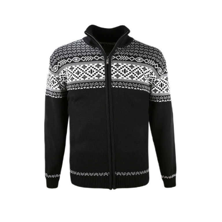 Kama Sweater Pullover 4064 Full Zip (Merinowolle-Mischung) schwarz Herren